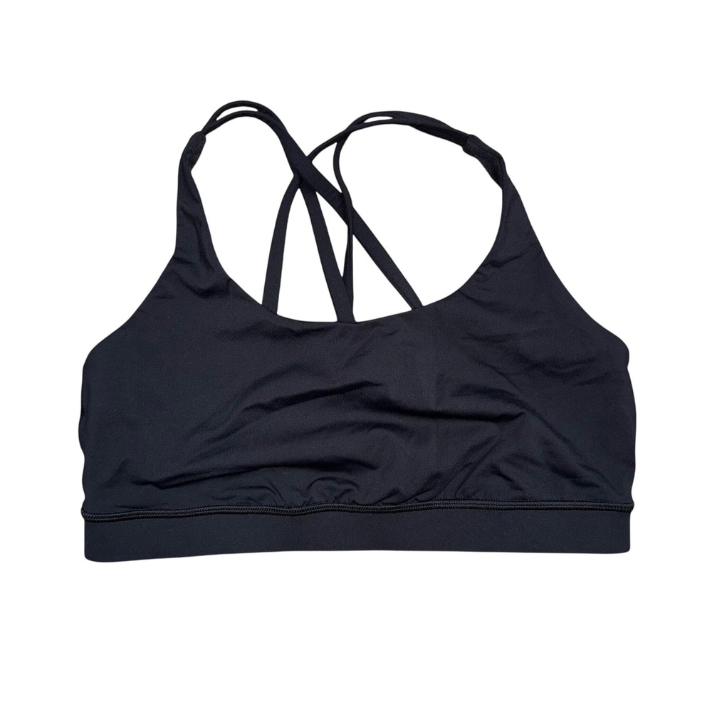 Lululemon Free to Be Bra Women Size 10 Black Excellent Strappy Back Yoga Sport